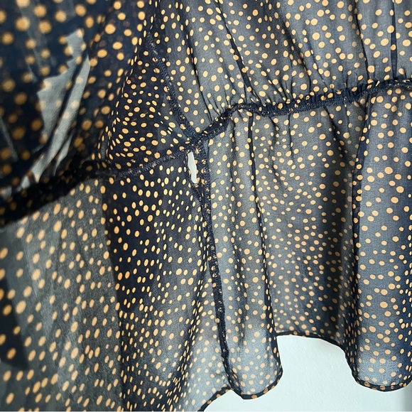 Akira Chicago Red Label Ditsy Spot Print Ruched Wrap Blouse Medium - Picture 12 of 16